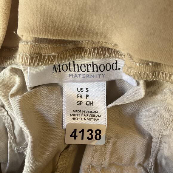 Motherhood Maternity Women Khaki Pants Size S Beige Button Drawstring 27" Inseam - Picture 3 of 10
